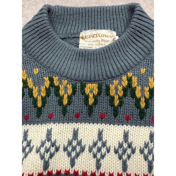 Vintage‎ Broadway Sweater Mens Medium Acrylic Knit Pullover 80s Pattern - Picture 14 of 15